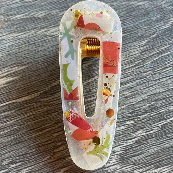 Handmade Festive Holiday 2 set Alligator Hair Clips white frosty - Picture 4 of 10